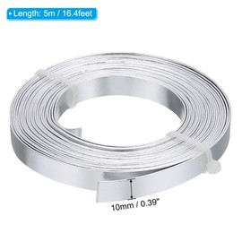 PATIKIL 16.4 Feet Flat Aluminum Wire, 20 Gauge Bendable Anodized Aluminum Wire 10mm Wide Beading Craft Wire for Jewelry Making, Silver Tone