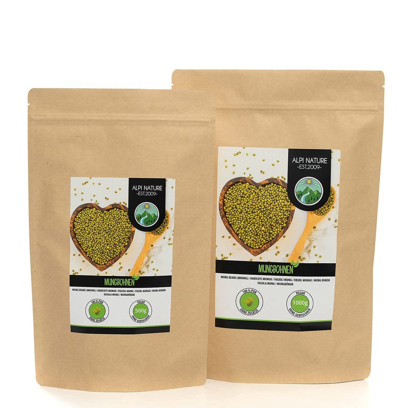Mung beans (500g, 1.1 lb), mung beans without additives, vegan