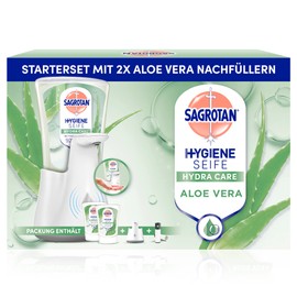 Sagrotan No-Touch Automatic Soap Dispenser White - Storage Pack - Includes Sagrotan Aloe Vera Refills - 2 x 250ml Liquid Soap