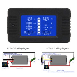 Battery Monitor, PZEM-015 Multi-Function LCD Display Battery Test Current Voltage Power Energy Impedance Checker (with wires) 0-200V 0-300A (no parallel connection)