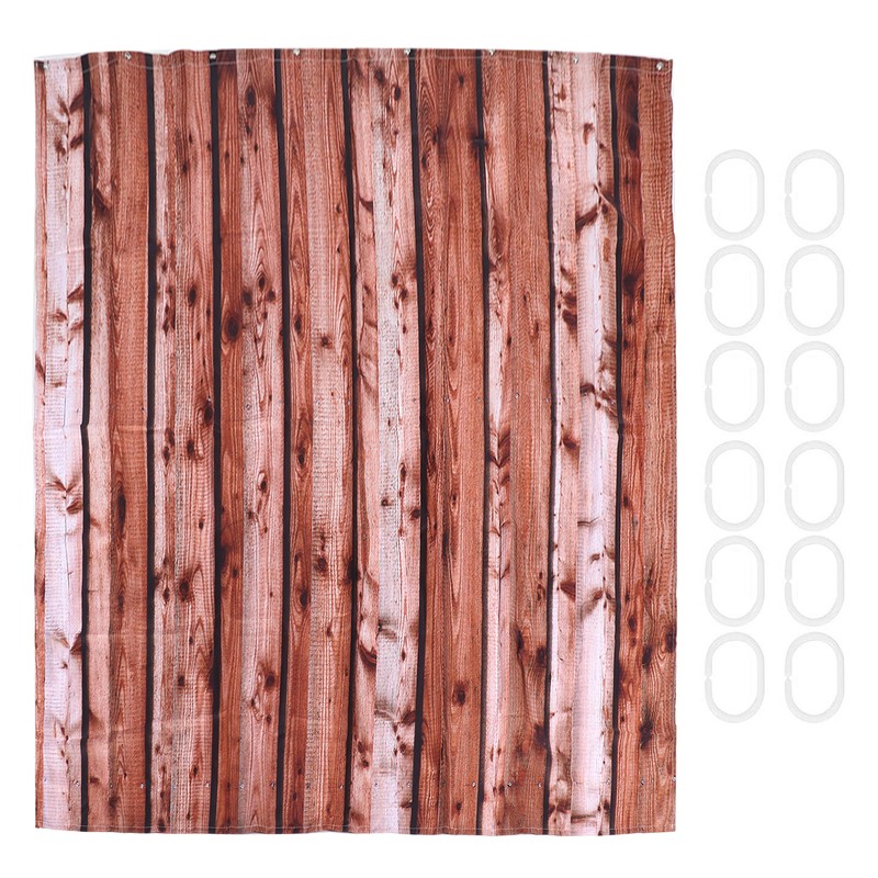 Bathroom Shower Curtain with 12 Rings Waterproof Thicken Bath Curtain