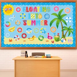 Summer Swim Ring Bulletin Board Decorations Floating Into Summer Cutouts Hawaiian Tropical Theme Swim Ring DIY Photo Craft Bulletin Board Set for Classroom School Office Home Wall Decor Supplies