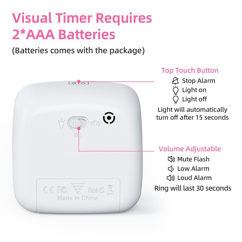 Yunbaoit Visual Timer with Night Light, 60-Minute Countdown Timer for