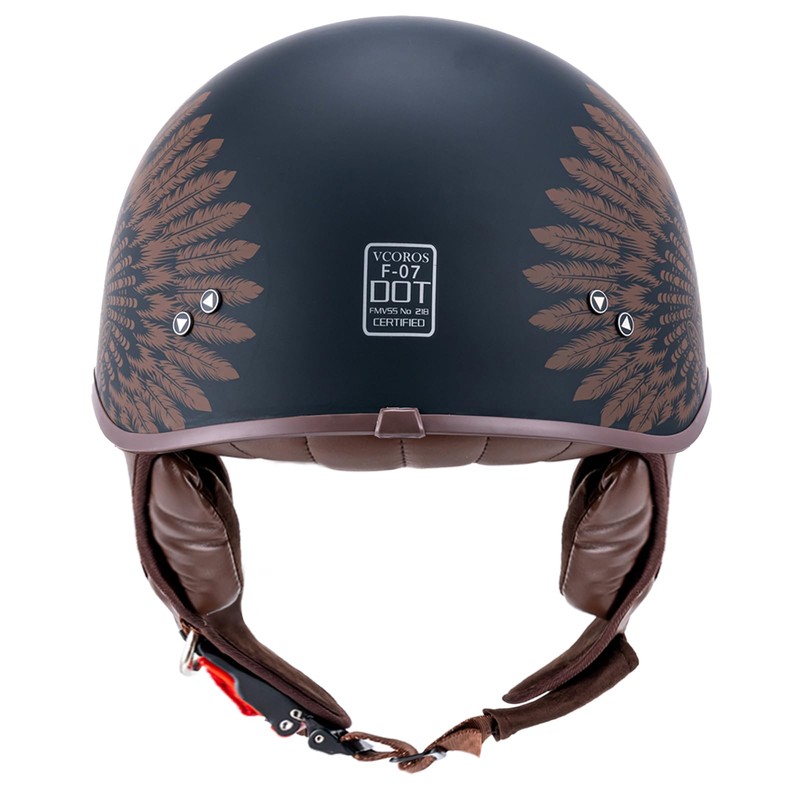 VCOROS Half Helmet Motorcycle DOT Approved Open Face Helmet F07