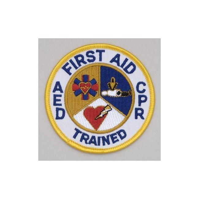 First Aid CPR AED Trained Embroidered Patch - 10 Pack - 3 Inch Diameter
