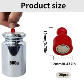 YSDINK 20 Pieces Neodymium Magnets, Multicolor Magnetic Push Pins for Whiteboard, Refrigerator, Magnetic Board, Ideal for Home, Office, School, Classroom, 12x20mm, Tapered Shape (Red)
