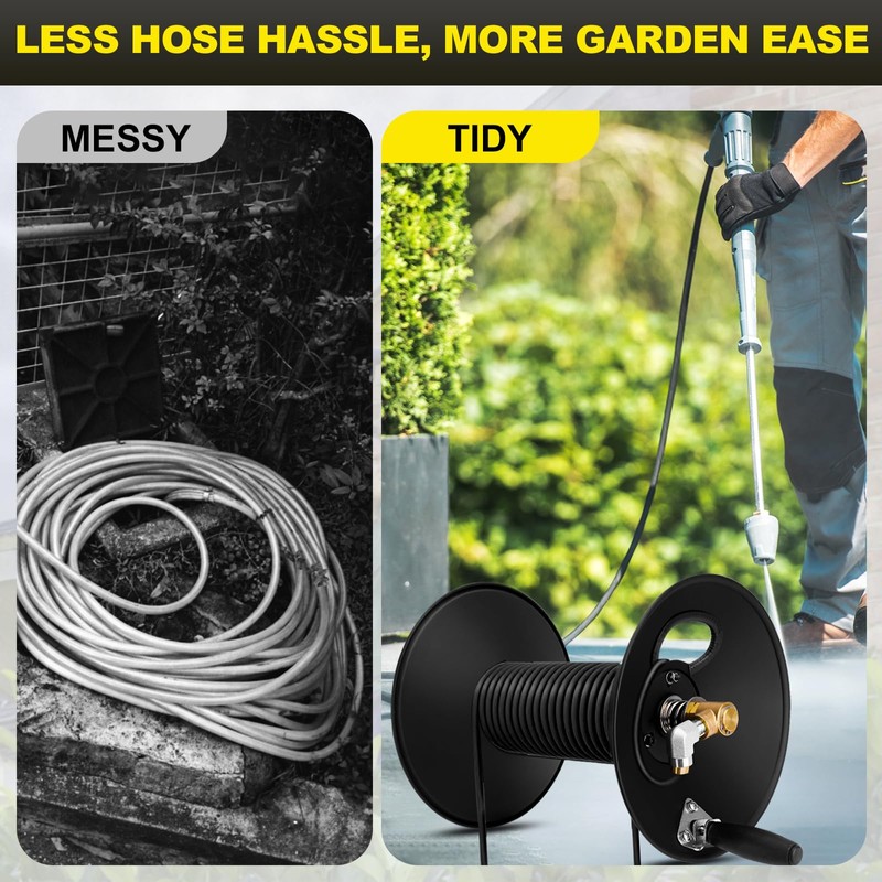 High Pressure Washer Hose Reel 100ft, 3/8" NPT with Swivel