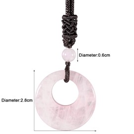 KYEYGWO Natürlicher Kristall Donut Ketten für Damen und Herren, Unisex Rosenquarz Stein Friedensschnalle Anhänger Halsketten Edelstein Amulette Schmuck mit Verstellbarer Nylonschnur