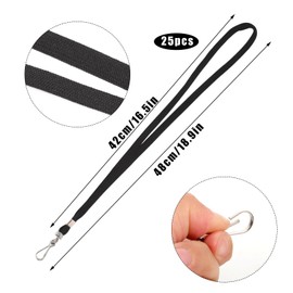 25 Pack Black Lanyard Bulk Lanyards for Id Badges Flat Lanyard with Badge Clip Swivel Hook