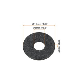PATIKIL M5 Nylon Flat Washer, 100 Pack 5mm ID 15mm OD 1mm Thick Sealing Spacer Gasket Ring for Faucet Pipe Water Hose Fastener Bolt, Black