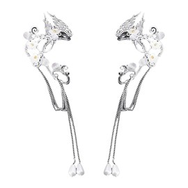 1 Pair of Elf Earrings, Clip-On Earrings, Women's Earrings Without Piercing, Women's Silver Earrings, Elf Ear Jewelry, Elf Wing Earrings, Suitable for Prom, Carnival, Cosplay Party