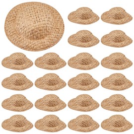 SUNNYCLU 40Pcs Mini Woven Hat Miniature Straw Hats Bulk Dark Goldenrod Knitting Dollhouse Cowboy Sombrero Decoration Doll Tiny Caps for Crafts Christmas Costume Party Ornament Jewellery Accessories
