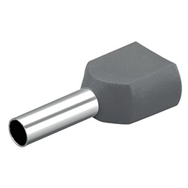 Heschen Twin Crimp, TE2510, AWG14*2/2.5mm²*2, Twin Cord Ends Ferrules, Twin Cord End Terminals, Length 10mm, Grey, Pack of 1000