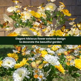 TopVelo Solar Garden Light 4 Packs, 120 LEDs Outdoor Solar Lighting with Daisy and Butterfly, Waterproof Outdoor Garden Light for Patio, Courtyard, Pathway Decoration (Yellow)