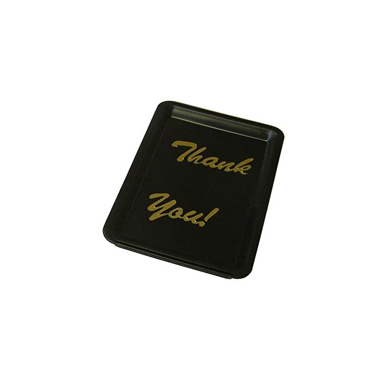 4.5" x 6.5" Deluxe Tip tray "Thank You" Black.