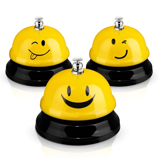 3 Pieces Desk Bell for Service, Smile Face Call Bell,