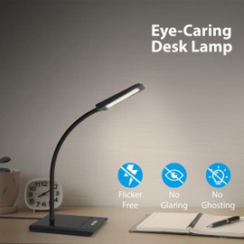 TROND LED Desk Lamp Dimmer, Flexible Gooseneck Task Lamp, 3 Color Temperatures and 7 Brightness Levels, Adjustable Eye-Care Table Lamp for Home Office Bedroom Kitchen Nightstand Reading