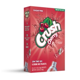 Crush, Cherry– Powder Drink Mix – Sugar Free & Delicious, Makes 72 flavored water beverages