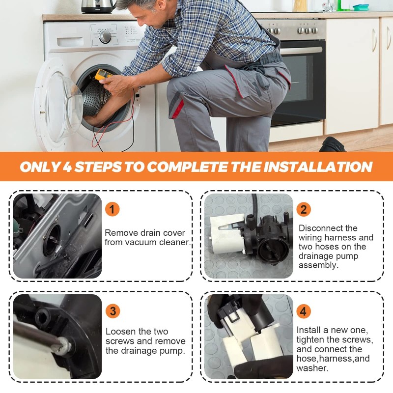 Beaquicy 4681EA2001T Washer Drain Pump OEM Motor Replace for Kenmore