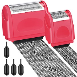2 Pack Identity Protection Roller Stamps Identity Theft Stamp Confidential Roller Stamp Privacy Stamp Information Blocker Stamp and 4 Pack Refill Ink for ID Account Data Address Security (Peach)