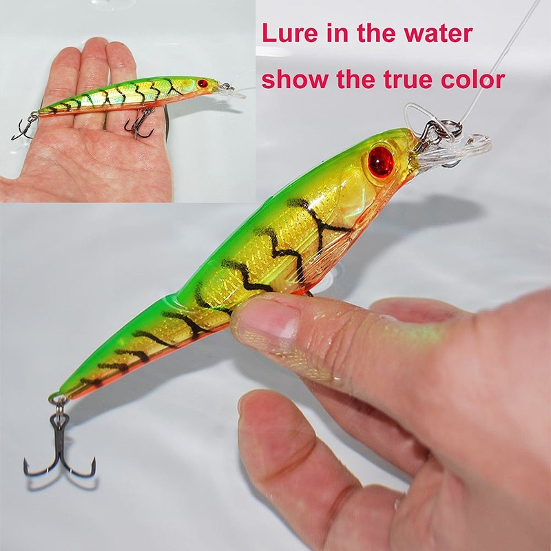 10pcs/lot Hard Minnow Lure Baits 3D Fish Eyes Laser Line