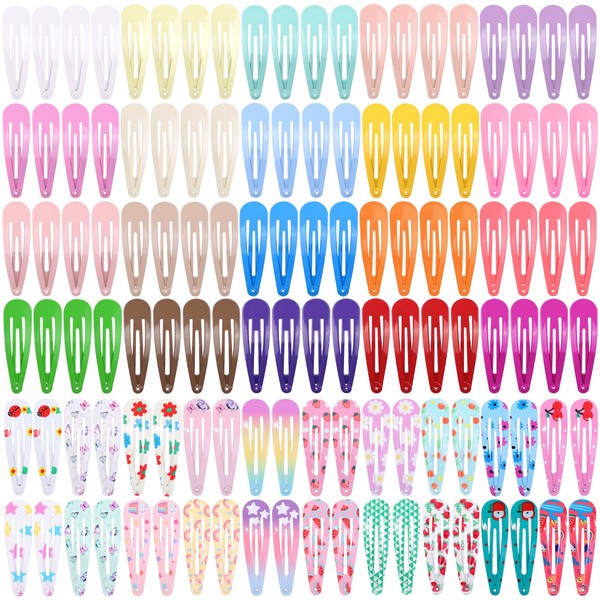 120Pcs Snap Hair Clips, 2 Inch Metal Barrettes No Slip Cute Solid Candy Color Hair Clips Accessories for Girls, Women, Kids Teens or Toddlers