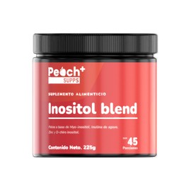 PEACH+ SUPPS Polvo de Inositol Fortificado - Dosis Diaria de 5g - Mezcla Óptima de Myo-Inositol, D-Chiro Inositol, Inulina de Agave y Zinc, 225g - Suplemento de 45 Días
