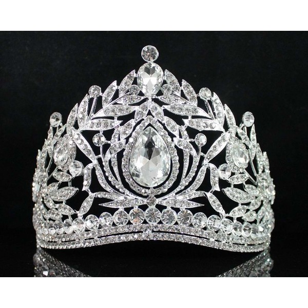 Fantastic Clear Austrian Crystal Rhinestone Princess Queen Tiara Crown Hair Combs Head Jewelry Prom Pageant T1855 Silver