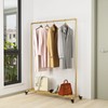 FONECHIN Industrial Gold Clothing Racks on Wheels, Boutique Display Gold