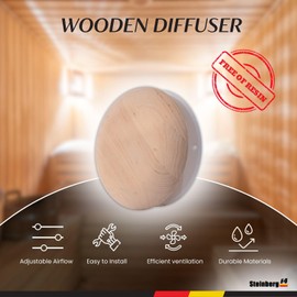 Steinberg14 (no resin) Wooden Vent Cover 5 inch - Universal Supply and Exhaust Valve - Adjustable Vent Cover - Round Wall Ceiling Vent - Wooden Air Diffuser - Sauna Vent Cover with Black Alder Wood