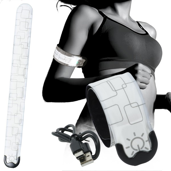 UMikke Running Light, LED Armband, Rechargeable, USB, Lightweight, Nighttime, Anti-Burglar,