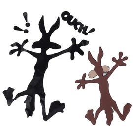 2Pcs Reflective Dent Fix Car Decal,Cartoon Coyote Splat Hitting Wall Door Car Stickers for Auto,Jeep,Truck, Motorcycle,Laptop,Wall,Window