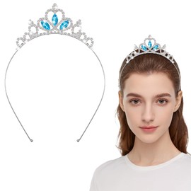 Princess Crown,Crystal Tiaras for Women,Pageant Silver Tiaras Headband Rhinestone Crowns Princess Hair Accessories for Women Birthday Wedding Halloween Party Christmas Gifts Cosplay (Blue)