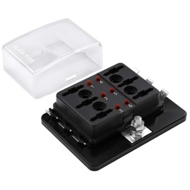 Hsthe Sea 6-way RV Fuse Blocks blade box DC 12~32V 12v Fuse Block Holder With LED Indicator Light Kit For Automotive Car Boat Marine Trike (6 way)