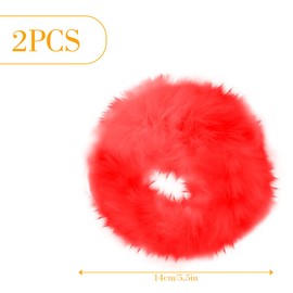 GLADFRESIT 2PCS Plush Hair Ties Cute Girl’S Round Head With Imitation Rabbit Hair Ring Suitable for Women to Keep Warm In Autumn and Winter （3 Colors）
