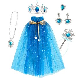 SITEDAN Princess Accessories, 8-Piece Set, Children's Costume, Toy, Princess, Headband Braid, Crown Tiara, Girl, Wig, Magic Stick, Cosplay, Gloves, Necklace, Bracelet, Wig, Hair Ornament (B)