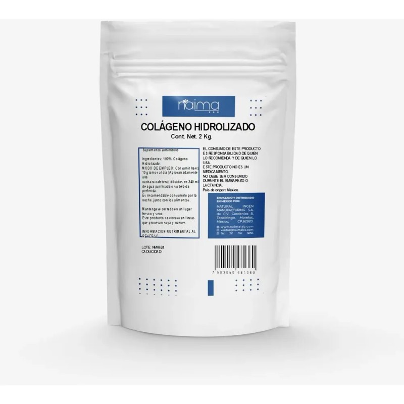 Colágeno Hidrolizado Puro 2kg 200 Porciones Polvo Sin Sabor