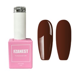 FZANEST Red Brown Gel Nail Polish,15ml Soak Off Gel Polish Nail Art Manicure Salon DIY UV Lamp Cured Gel Nail Design Christmas Decoration at Home Winter #1096