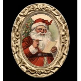 Unbranded Santa In Oval Vintage Victorian Miniature Dollhouse Christmas Picture