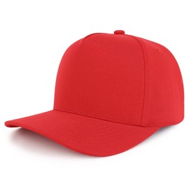 Trendy Apparel Shop Premium High Crown Cotton 5 Panel Pro Style Cap - Red