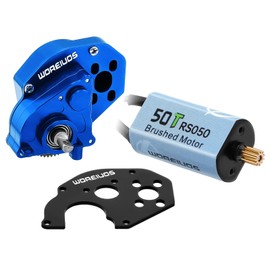 WOAEIUOS 050 50T Brushed Motor with Aluminum Alloy Transmission Gearbox for Axial SCX24 AXI00002 AXI00001 AXI90081 AXI00006 AXI00005 1/24 RC Crawler Upgrade Parts (Assembled) (Blue)