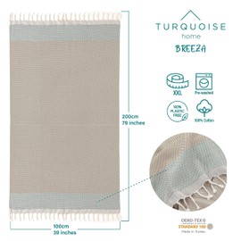 Turquoise Home Beach Towel XL Hammam Towel Sauna Towel Large 100 x 200 cm Lightweight Bath Towel Sauna Towel (Beige, 1)