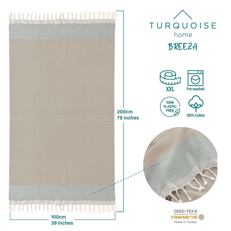 Turquoise Home Beach Towel XL Hammam Towel Sauna Towel Large
