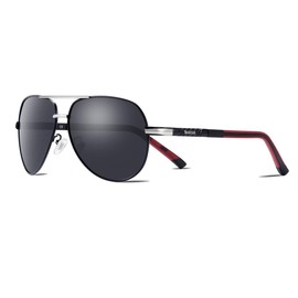 Barcur Polarized Aviator Sunglasses for Men Women Large Lens uv Protection(Silver-Gray01)