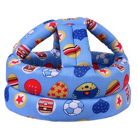 Baby Safety Helmet, Infant Baby Head Protector Head Cushion Bumper Bonnet, Soft Headguard for Toddler Learning to Walk, Blue Ball Style