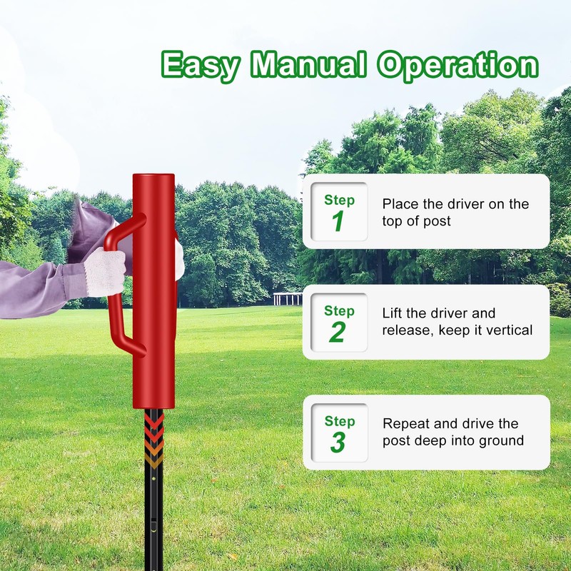 FOREHOGAR Fence Post Driver with Handle,12LB Hand Post Pounder,2.7 inches