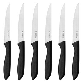 targzier Steak Knife,Steak Knives Set of 6,Sharp Stainless Steel Steak Knifes Set,Premium Serrated Steak Knives for Hotel/Restaurant,Elegant Black Kitchen Knife,Dishwasher Safe
