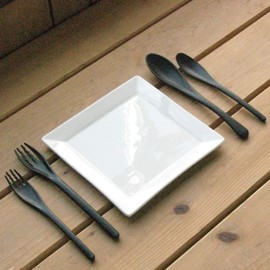 Nagao Heat Resistant Plastic Dinner Cutlery Set of 8 Black Dishwasher Safe Made in Japan