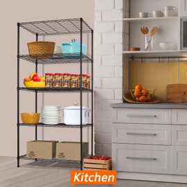 REGILLER 5-Wire Shelving Metal Storage Rack Adjustable Shelves,17.7" D×35.4" W×72.3" H Standing Storage Shelf Units for Laundry Bathroom Kitchen Pantry Closet