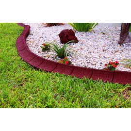 EcoBorder EarthCurb Red Recycled Rubber 4ft Lawn Edging (4pc Box)